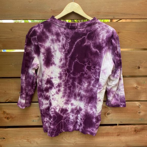 Bianca Chandon Purple Tie-Dye Print Crew Neck 3/4 Length Sleeve Cotton - Picture 1 of 5